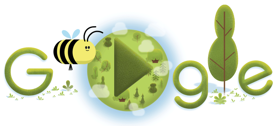 No Dia da Terra em 2020, o Google lançou um doodle interativo sobre polinização (Foto: Reprodução/Google)