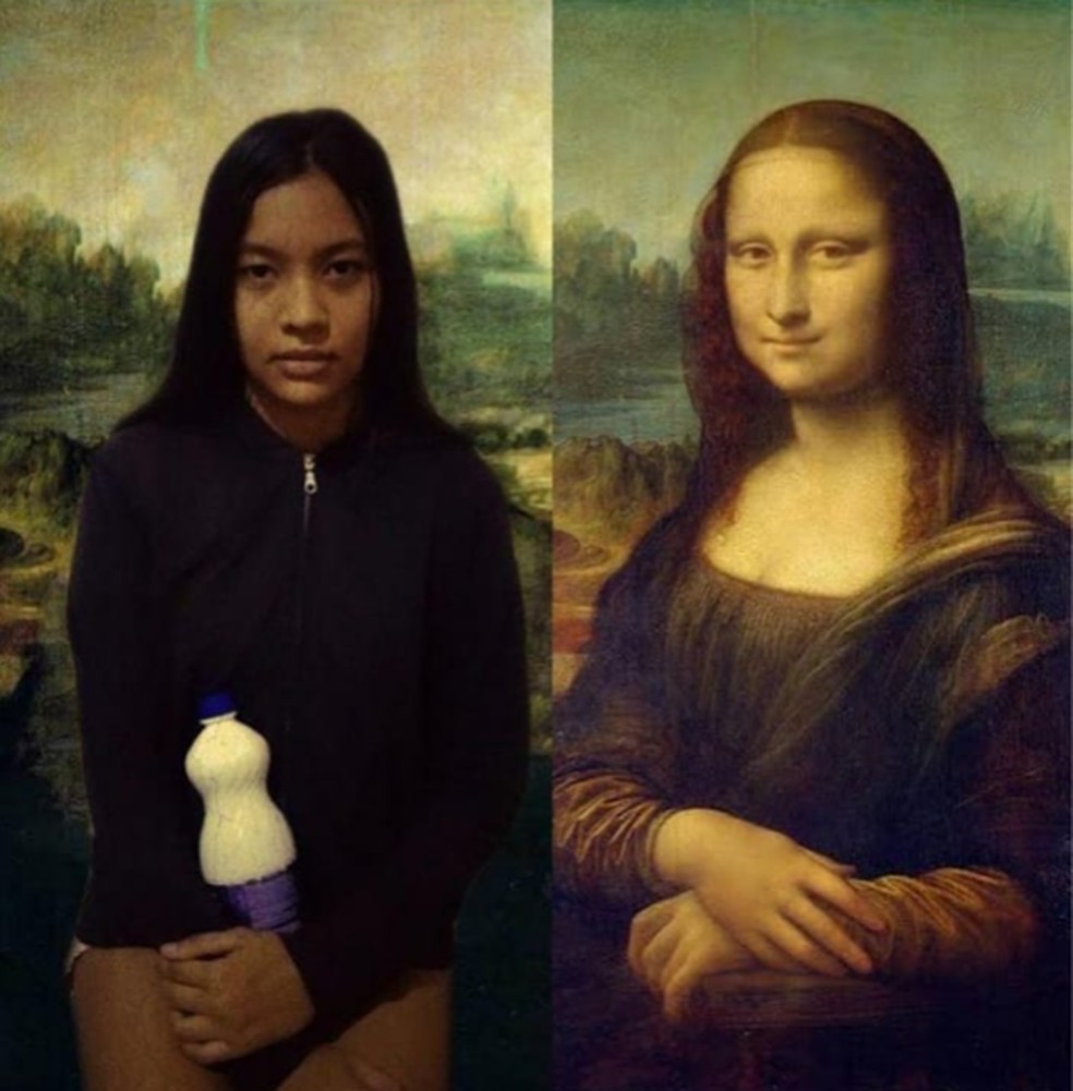 Repaginação de "Mona Lisa", quadro famoso do pintor Leonardo da Vinci — Foto: Rita Cavalcanti/Divulgação