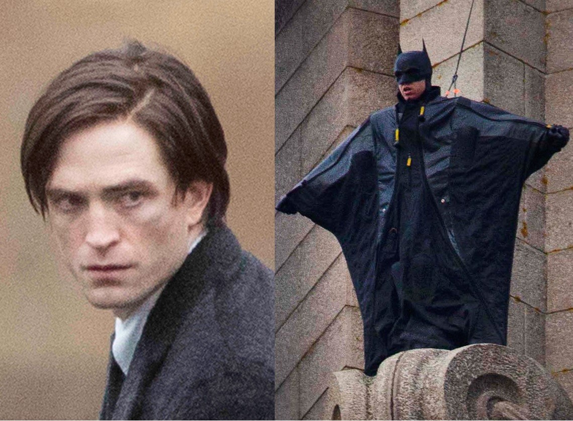 Robert Pattinson e dublê nas filmagens de The Batman (Foto: Getty Images)