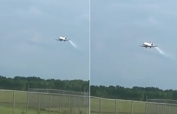 Nos EUA, piloto faz pouso de emergência após vazamento de combustível (Foto: Reprodução/Instagram)