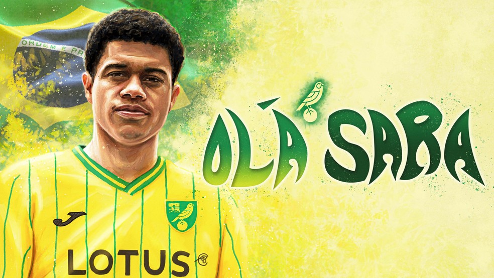 Gabriel Sara foi anunciado como novo reforço do Norwich — Foto: Divulgação