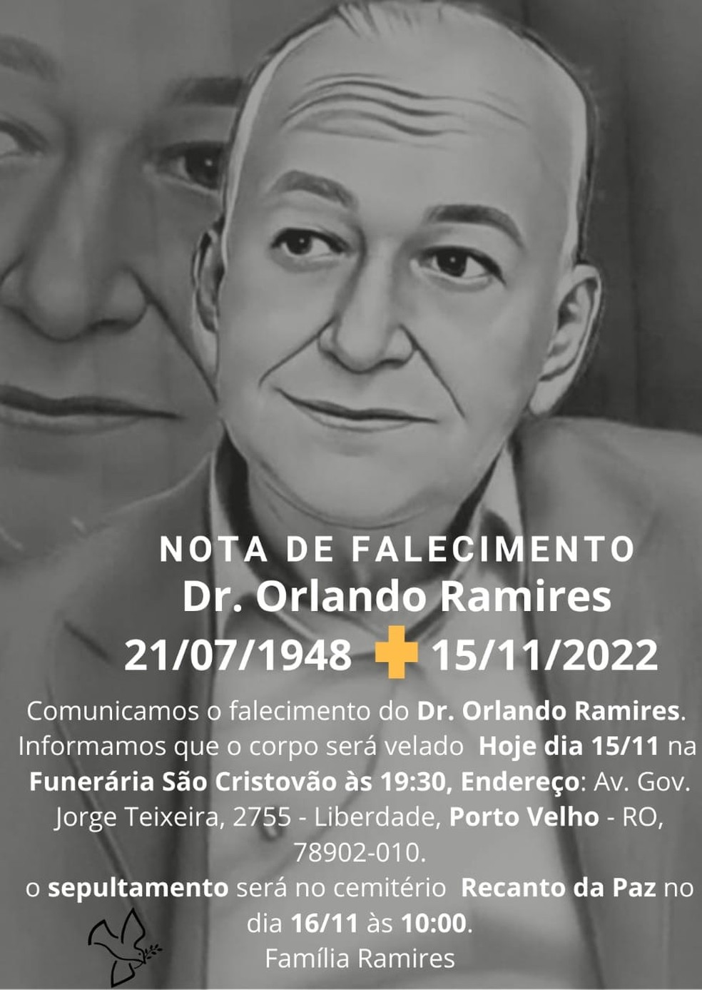 Homenagens ao médico Orlando Ramires — Foto: Reprodução/Facebook