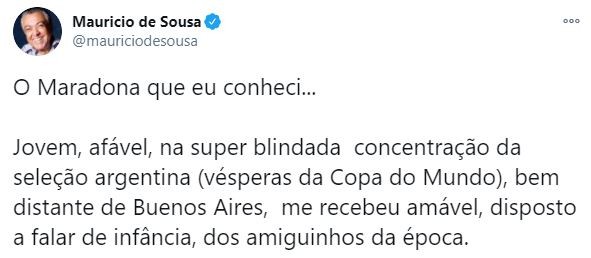 Maurício de Sousa contou os bastidores da sua relação com Maradona (Foto: Reprodução/Twitter)