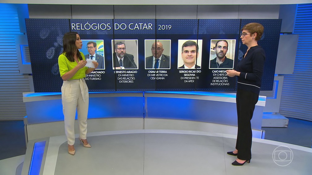 TCU recomenda que ex-ministros de Bolsonaro devolvam rel&oacute;gios de luxo recebidos numa visita ao Catar em 2019 &mdash; Foto: Reprodu&ccedil;&atilde;o/Jornal da Globo