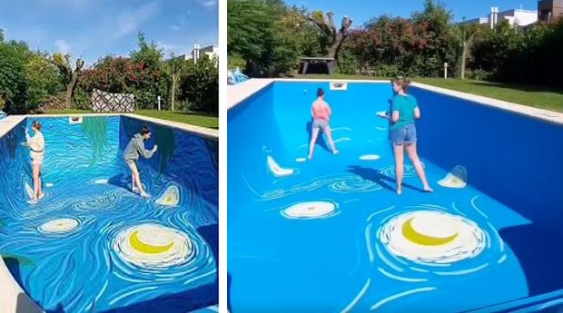 Argentina logra convertir piscinas en murales (Foto: Reproducción / Instagram de Amanke Murals)
