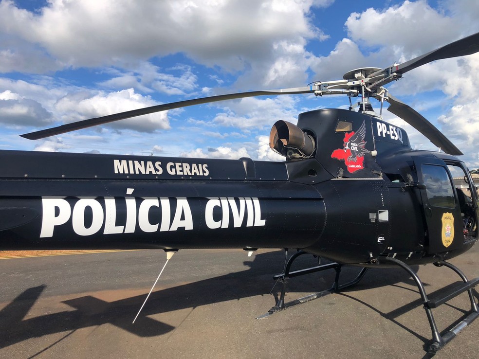 Helicóptero utilizado na Operação 'Colônia' em Patos de Minas e região  — Foto: Polícia Civil/Divulgação