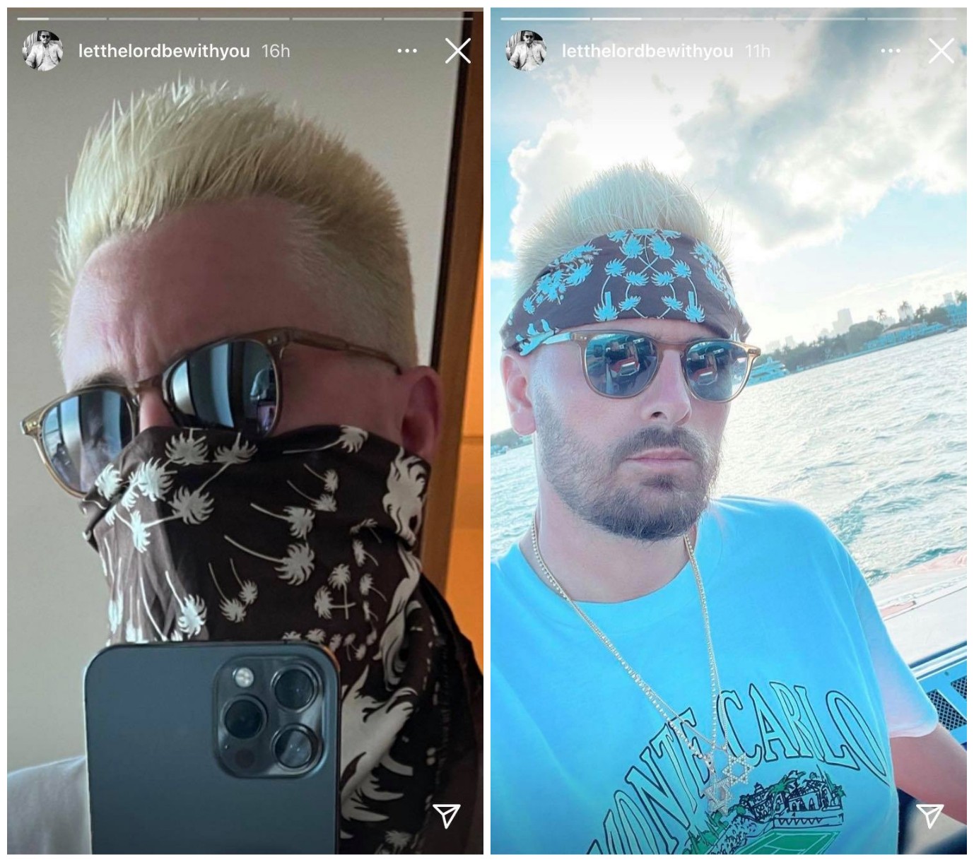 O empresário Scott Disick com seu novo look, com os cabelos descoloridos (Foto: Instagram)