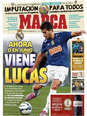 Capa do Marca - Real Madrid interessado em Lucas do Cruzeiro (Foto: Divulgação)