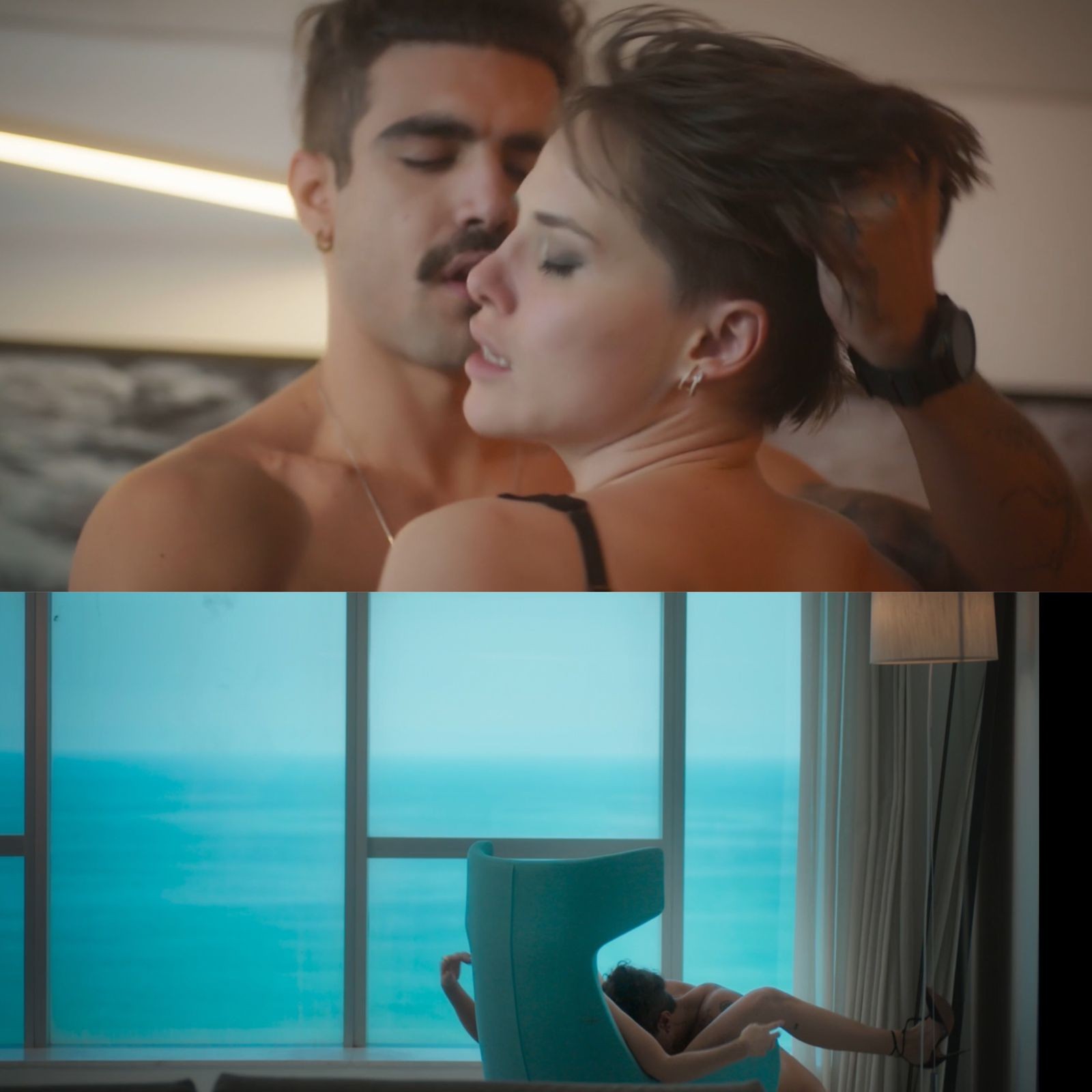 Caio Castro e Letícia Colin em 'Todas as flores'. Os atores tiveram cena de sexo oral — Foto: Reprodução/TV Globo