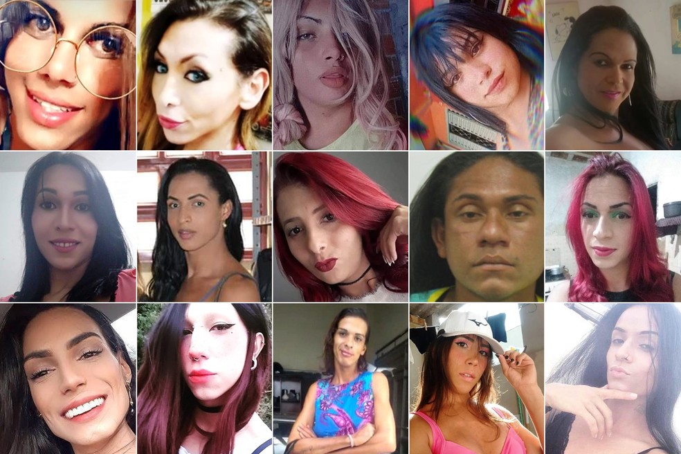 Associação relata que uma mulher trans foi morta a cada 2 dias no Brasil em 2020; na montagem, imagens de vítimas cujas mortes foram reportadas pelo G1 ao longo do ano — Foto: G1