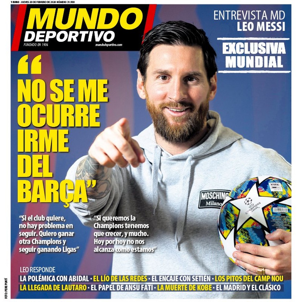 Messi concedeu longa entrevista ao "Mundo Deportivo" — Foto: Reprodução