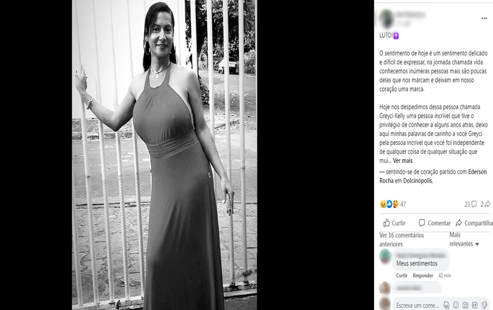 Greyci Kelly foi encontrada morta em Jales (SP) nesta segunda-feira (30) — Foto: Rede Social/Reprodução