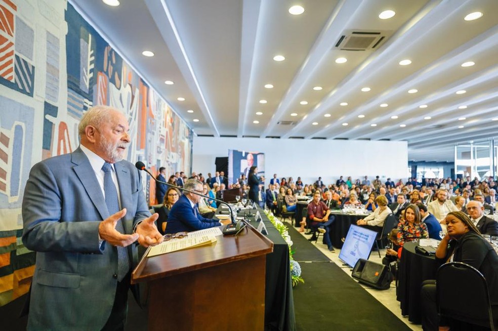 Lula discursa na primeira reunião do novo 'Conselhão' — Foto: Ricardo Stuckert/Presidência da República