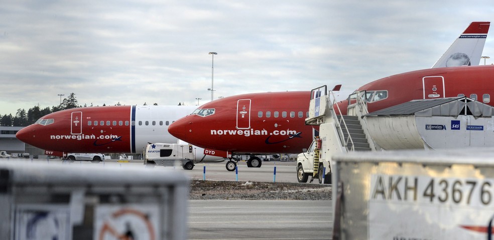 AviÃµes da Norwegian Air no aeroporto de Estocolmo, na SuÃ©cia, em marÃ§o de 2015. â€” Foto: Reuters/Johan Nilsson/TT News Agency/File Photo