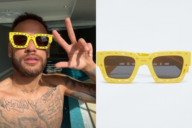 Neymar usa óculos de sol Off-White amarelo com armação vazada (Foto: Reprodução/Instagram)
