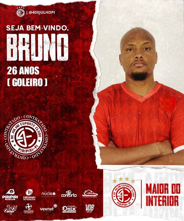 Bruno, goleiro do 4 de Julho — Foto: Divulgação/4 de Julho