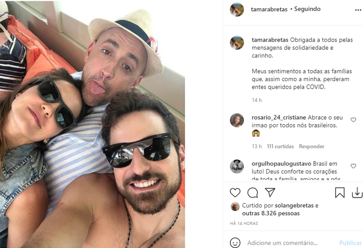 Tamara Bretas, irmã de Thales Bretas, fala de apoio após morte de Paulo Gustavo (Foto: Reprodução/Instagram)