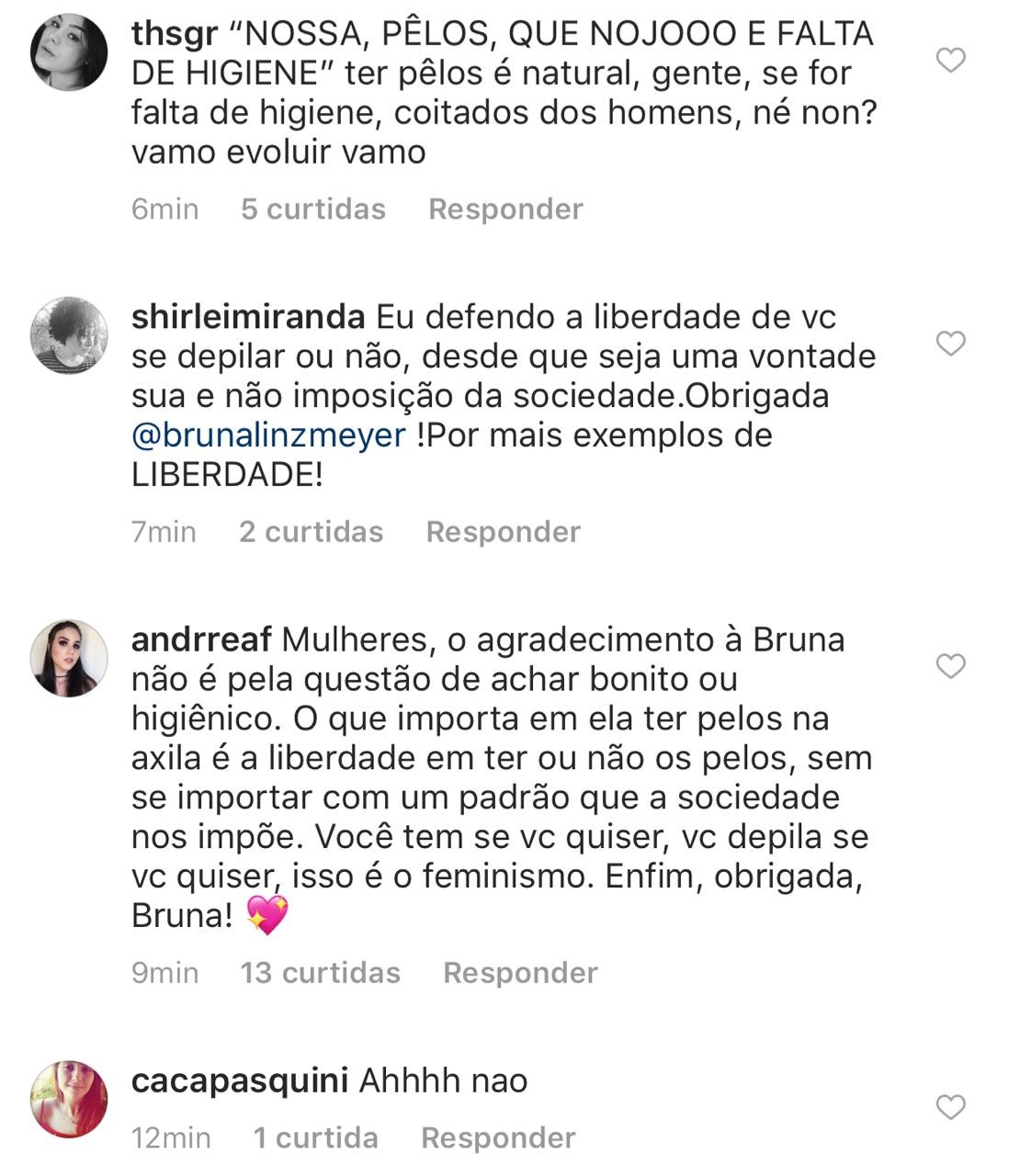 Bruna Linzmeyer recebe criticas e apoio em foto postada por Maria Casadevall (Foto: Reprodução/Instagram)