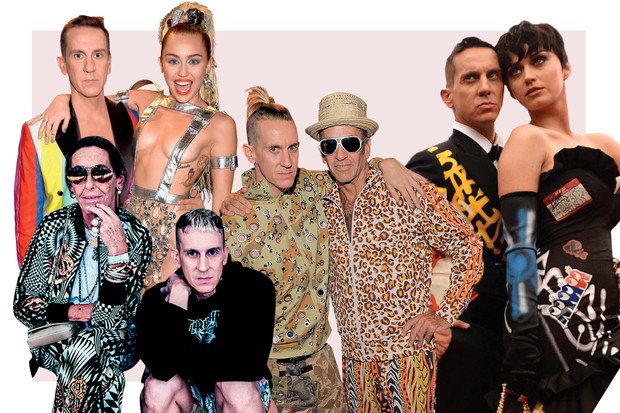 Turma POP: Jeremy com Miley Cyrus, Carlyne Cerf de Dudzeele, Kenny Scharf e Katy Perry (Foto: Krista Schlueter, Getty Images e Divulgação)