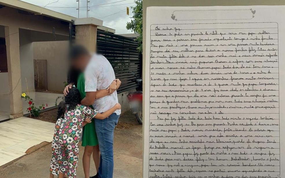 Crianas se reencontram com pai aps enviarem cartas para juiz pedindo soltura dele como presente de natal  Foto: Divulgao/Tribunal de Justia de Gois