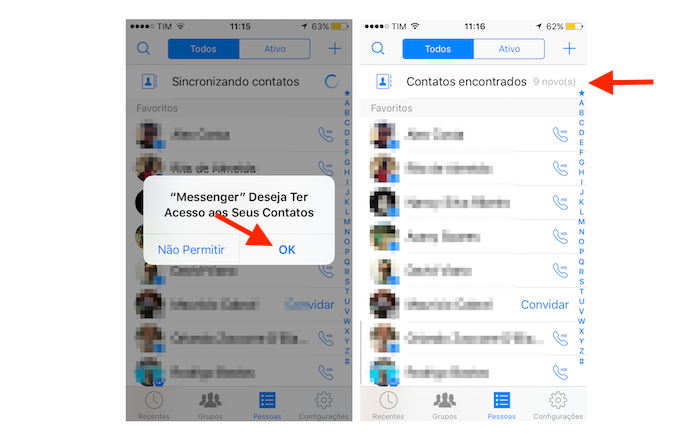 Sincronizando contatos da agenda do iPhone com o Facebook Messenger (Foto: Reprodução/Marvin Costa)