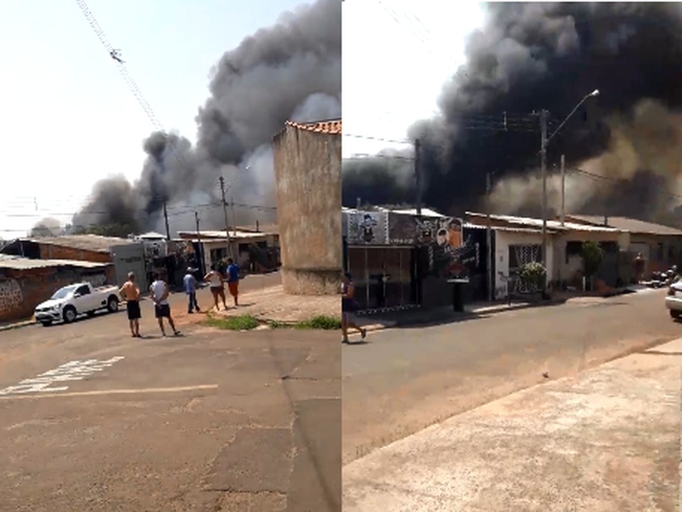 Incêndio mobiliza bombeiros na zona oeste de Marília — Foto: Arquivo pessoal/Davi dos Santos Peres