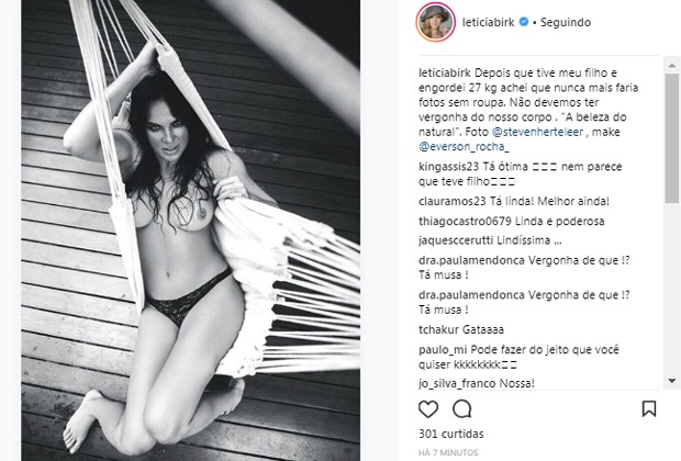 Letícia Birkheuer faz post com foto de topless (Foto: Reprodução/Instagram)