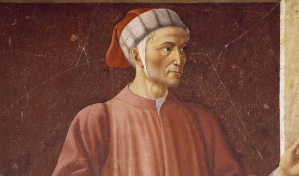 Retrato de Dante Alighieri por Andrea del Castagno, em exposição na cidade de Forlí