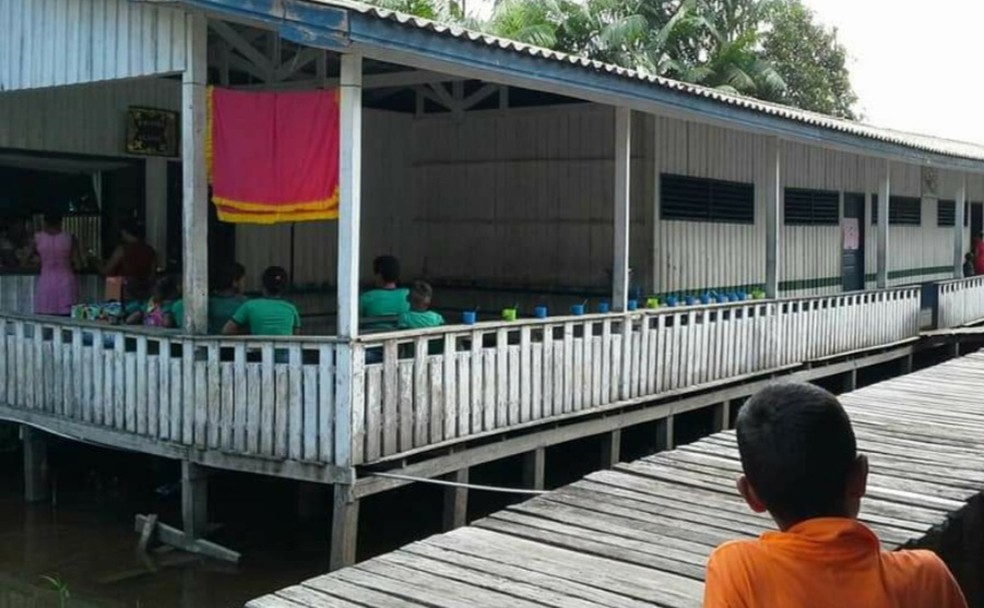 Escola municipal em Melgaço (PA), em imagem de arquivo feita antes da pandemia. Cidade tem 6 mil estudantes na área rural. — Foto: Divulgação/Secretaria Municipal de Educação