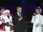 Família Obama canta com Papai Noel em inauguração de árvore de Natal 