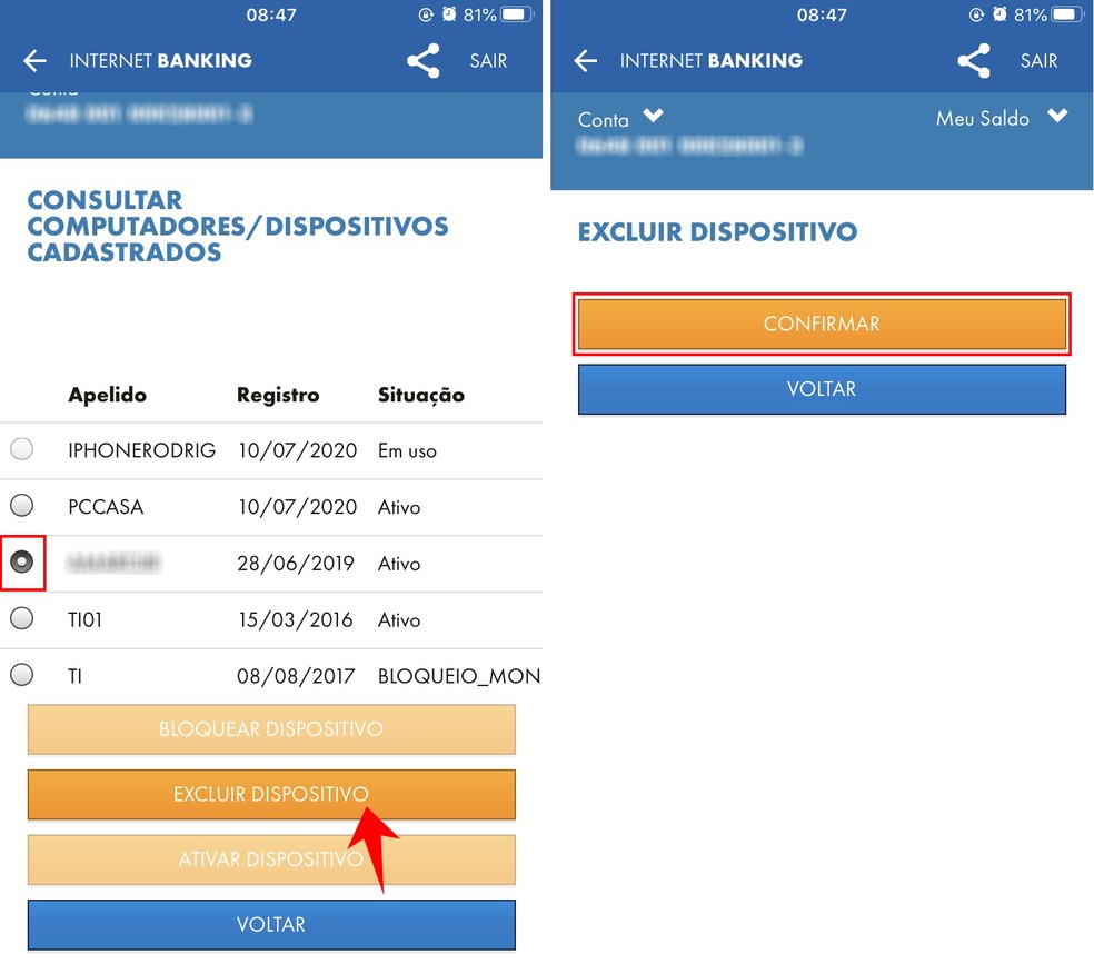 Como excluir dispositivo Caixa? Tutorial mostra processo pelo app — Foto: Reprodução/Rodrigo Fernandes