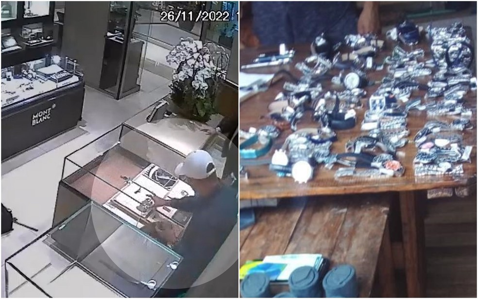 PMs recuperam relógios de luxo e joias roubadas em shopping de Goiânia, Goiás — Foto: Reprodução/Polícia Militar