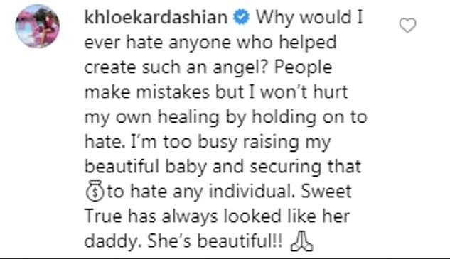 A resposta dada por Khloé Kardashian ao influenciador que a provocou chamando atenção para a semelhança crescente da filha dela, True, com o pai, o jogador de basquete Tristan Thompson (Foto: Instagram)