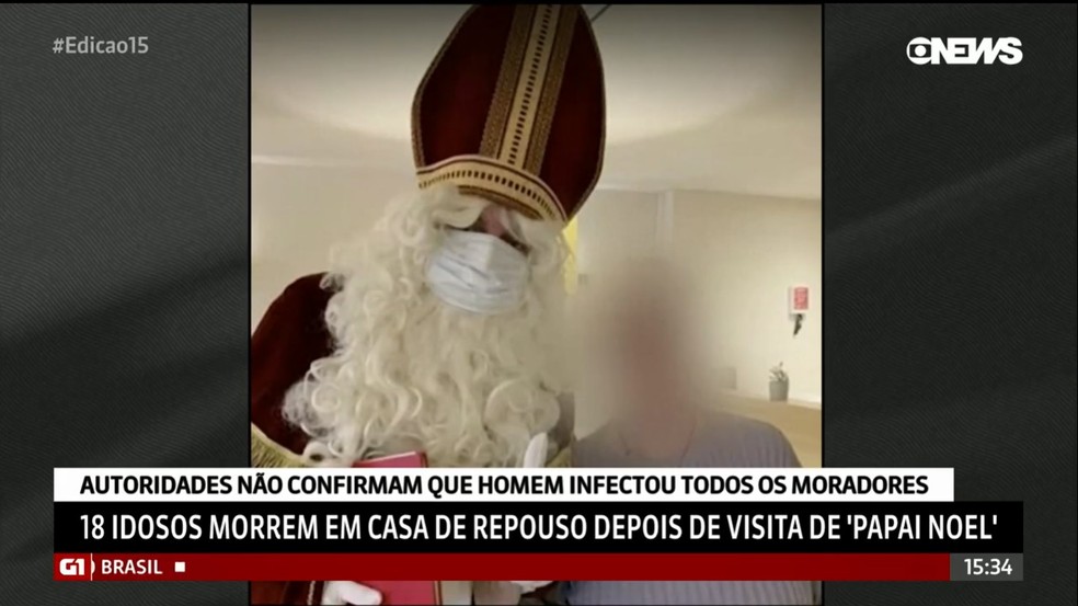Visita de Papai Noel infectado com Covid-19 provoca a morte de 18 idosos na Bélgica — Foto: Reprodução/GNews
