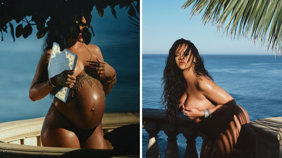 Rihanna exibe barriga da primeira gravidez
