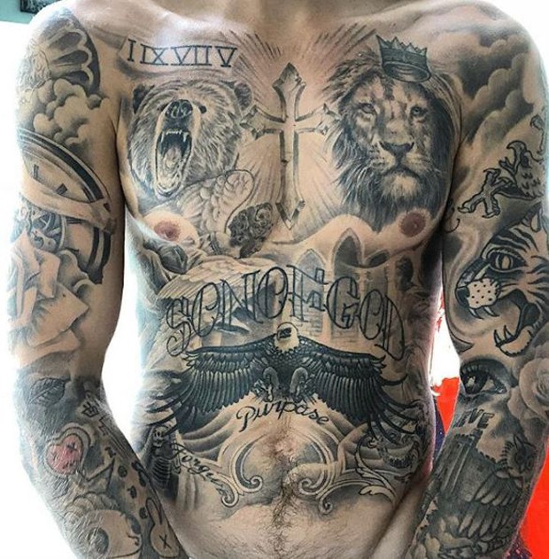 Corpo tatuado de Justin Bieber (Foto: Reprodução/Instagram)