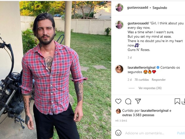Laura Keller e Gustavo Saad trocam declarações (Foto: Reprodução/Instagram)