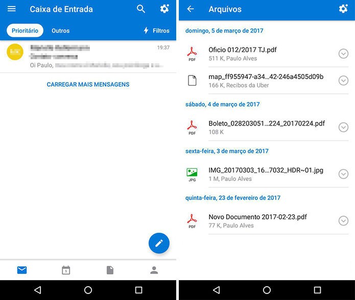 Outlook para Android (Foto: Reprodução/Paulo Alves)