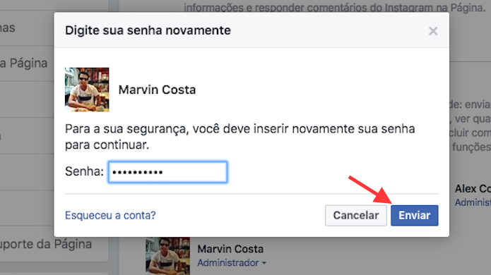 Opção para efetivar um novo moderador em uma página do Facebook (Foto: Reprodução/Marvin Costa)