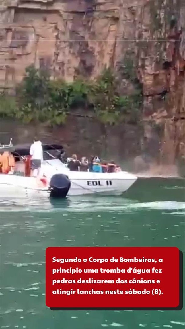 Passageiros de outra lancha tentam avisar que pedra cairia