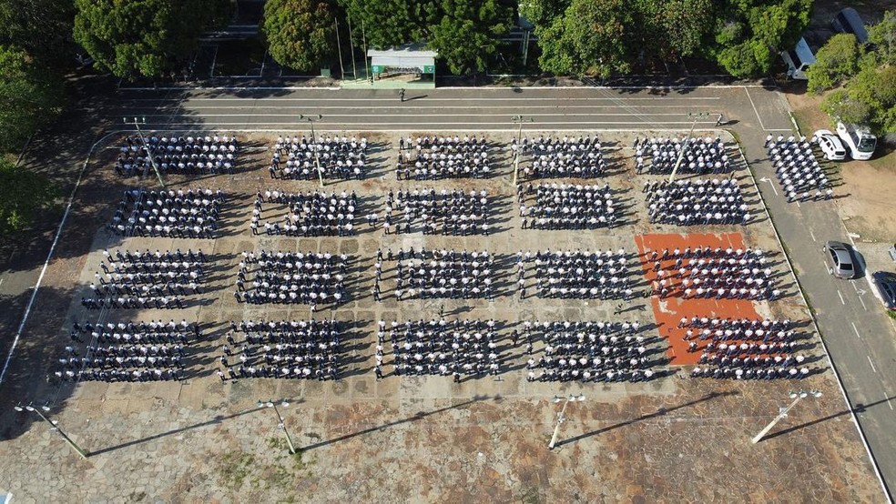 Imagens aéreas de alunos do Curso de Formação de Soldados Polícia Militar do Piauí 2022 — Foto: ASCOM PMPI/ Carvalho Photos