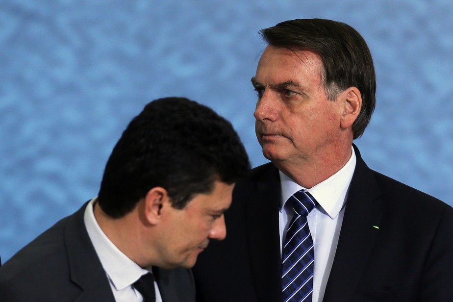 O presidente Jair Bolsonaro e o então ministro Sergio Moro, em 2019