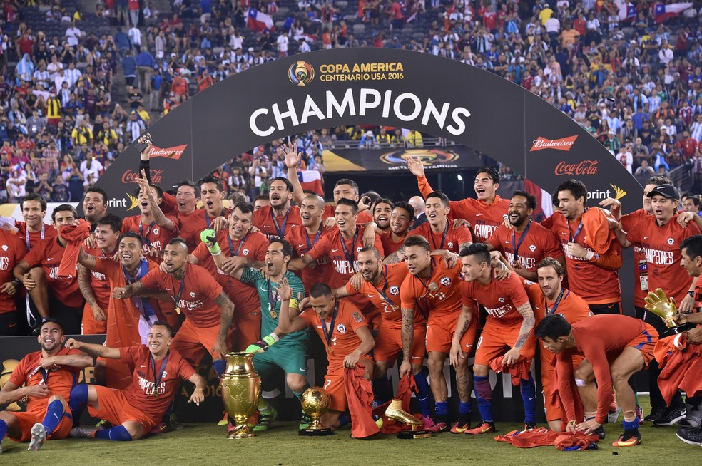 O Chile foi campeÃ£o da Copa AmÃ©rica CentenÃ¡rio, em 2016, nos Estados Unidos â€” Foto: AFP