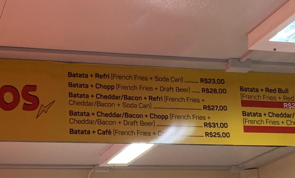 Preços de batata-frita e outros produtos no Rock in Rio 2019 — Foto: G1 Rio