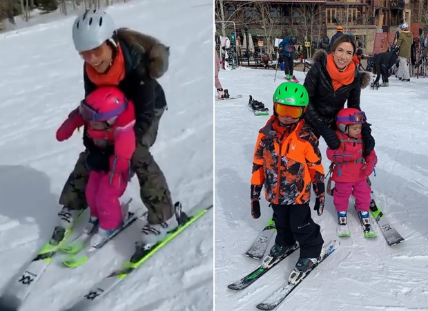 Apresentadora ainda levou os filhos, Pedro e Jane, para esquiar (Foto: Reprodução / Instagram)