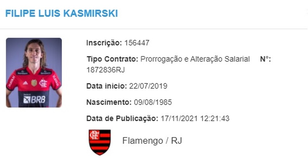Filipe Luís - renovação de contrato com o Flamengo — Foto: Reprodução