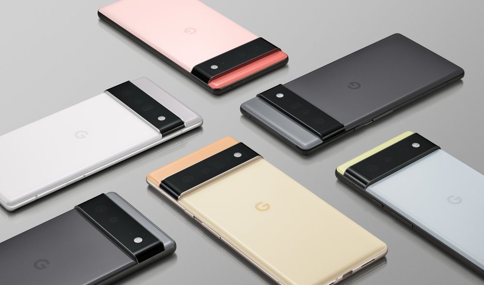 Celulares Pixel 6, do Google, serão lançados nos EUA em diversas cores — Foto: Divulgação
