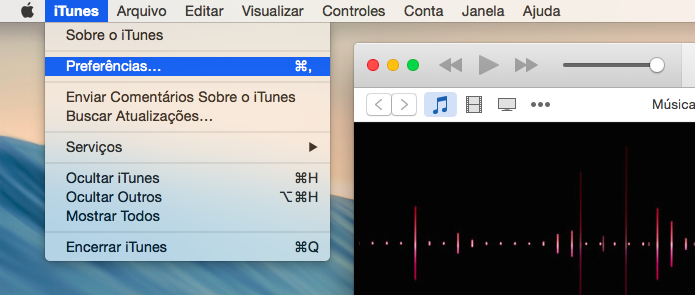 Acesse as configurações do iTunes (Foto: Reprodução/Helito Bijora) 