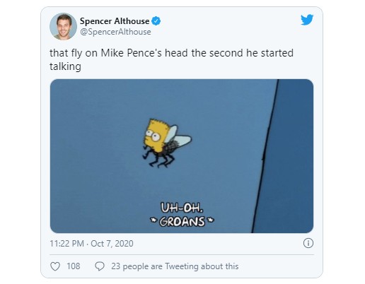 Mosca que pousou em Mike Pence vira meme nas redes sociais (Foto: Reprodução/Twitter)