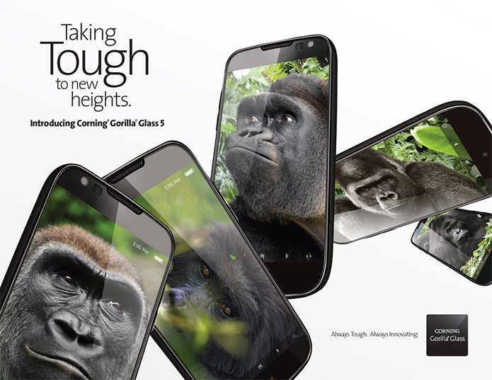 Gorilla Glass 5 deve garantir sobrevida da tela em quedas de 1,6 metros em 80% dos casos (Foto: Divulgação/Corning)